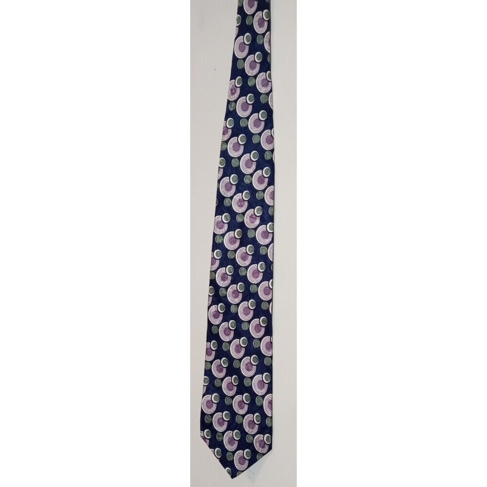 Bellagio Men's 100% Silk Neck Tie Colorful Cirlcles Pattern, Very Nice, EUC